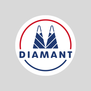 Logo von Diamant Zucker auf grauem Hintergrund.
