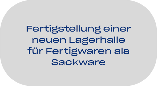 Fertigstellung einer neuen Lagerhalle für Fertigwaren als Sackware