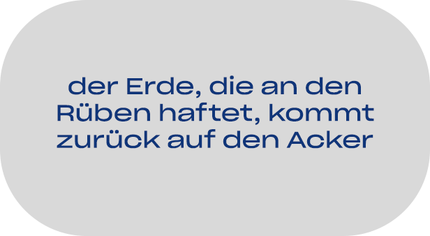 der Erde, die an den Rüben haftet, kommt zurück auf den Acker
