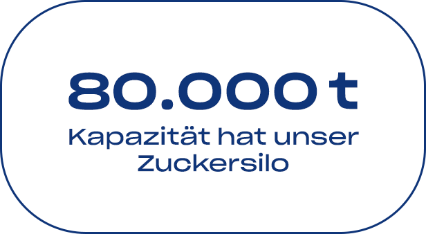 80000 Tonnen Kapazität hat unser Zuckersilo